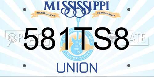 581TS8 Mississippi License Plate
