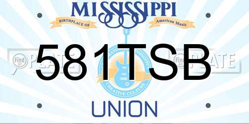 581TSB Mississippi License Plate