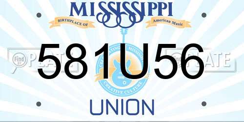 581U56 Mississippi License Plate