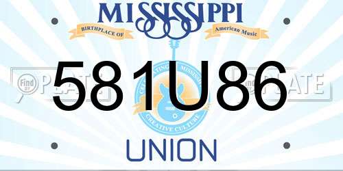 581U86 Mississippi License Plate