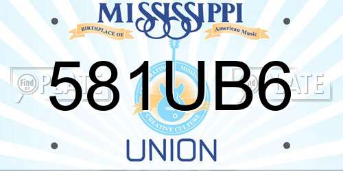 581UB6 Mississippi License Plate