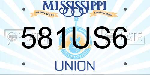 581US6 Mississippi License Plate