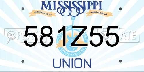 581Z55 Mississippi License Plate