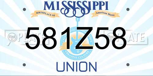 581Z58 Mississippi License Plate
