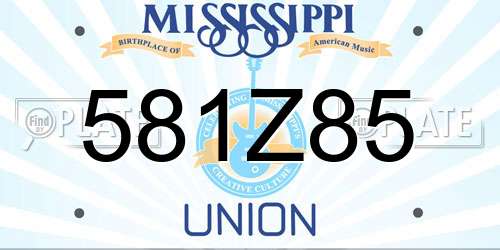 581Z85 Mississippi License Plate