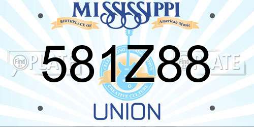 581Z88 Mississippi License Plate