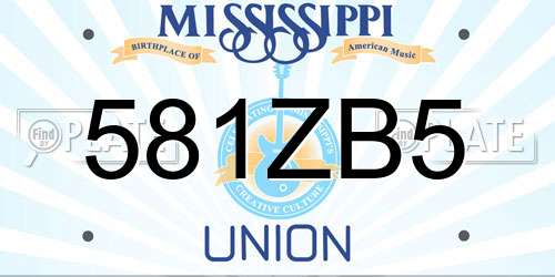 581ZB5 Mississippi License Plate