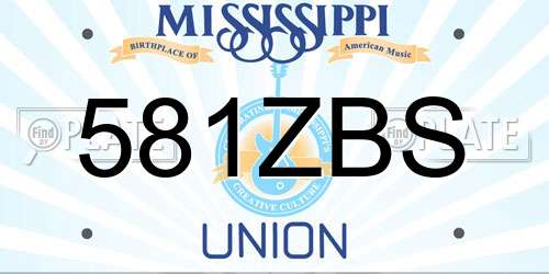 581ZBS Mississippi License Plate