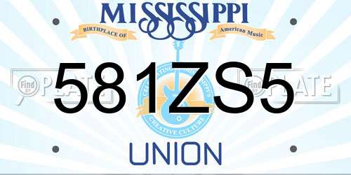 581ZS5 Mississippi License Plate