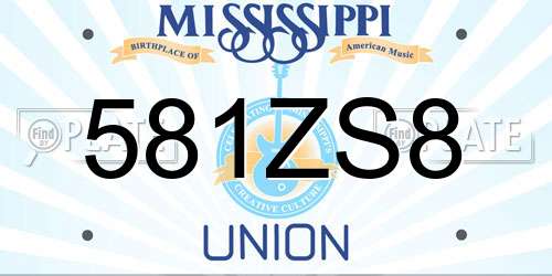 581ZS8 Mississippi License Plate