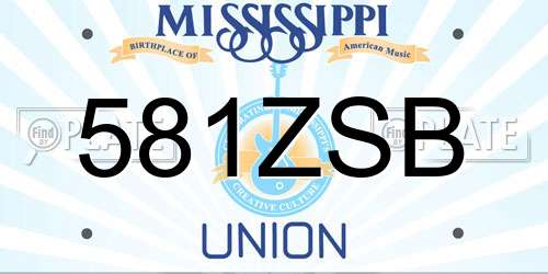 581ZSB Mississippi License Plate