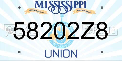 58202Z8 Mississippi License Plate