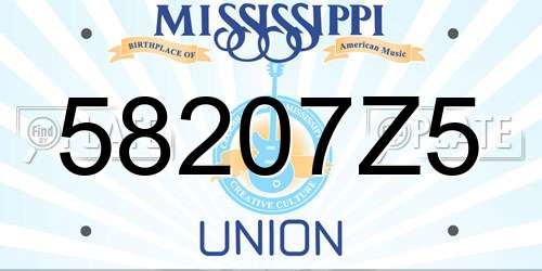 58207Z5 Mississippi License Plate