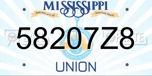 58207Z8 Mississippi License Plate