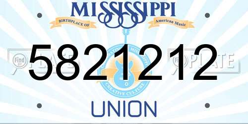 5821212 Mississippi License Plate