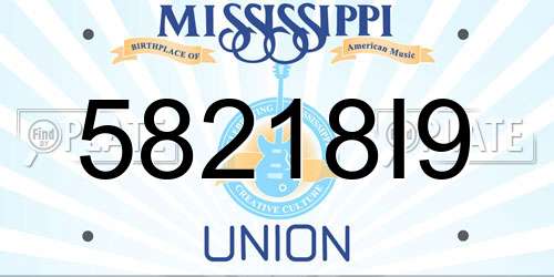 58218I9 Mississippi License Plate