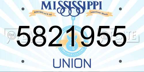 5821955 Mississippi License Plate