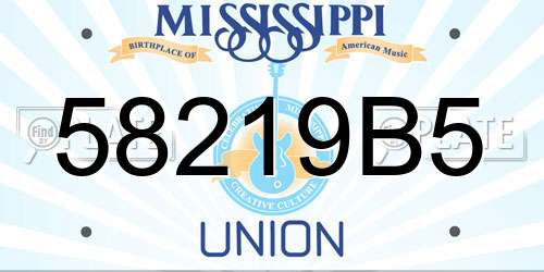 58219B5 Mississippi License Plate