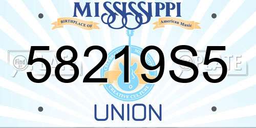 58219S5 Mississippi License Plate