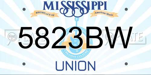 5823BW Mississippi License Plate