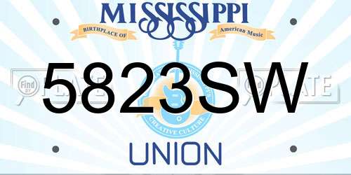 5823SW Mississippi License Plate