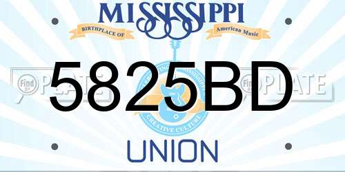 5825BD Mississippi License Plate