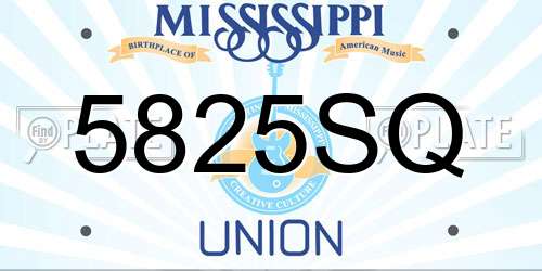 5825SQ Mississippi License Plate