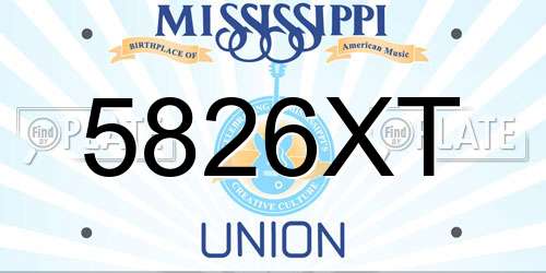 5826XT Mississippi License Plate