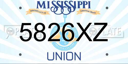5826XZ Mississippi License Plate