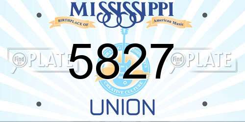 5827 Mississippi License Plate