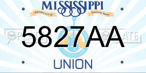 5827AA Mississippi License Plate
