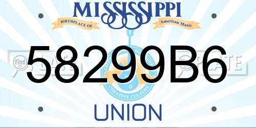 58299B6 Mississippi License Plate