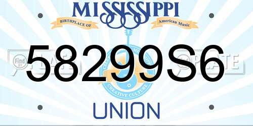 58299S6 Mississippi License Plate