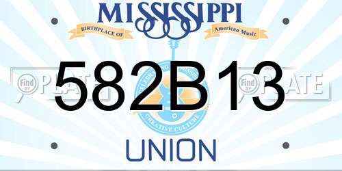 582B13 Mississippi License Plate