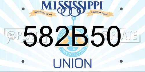 582B50 Mississippi License Plate