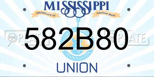 582B80 Mississippi License Plate