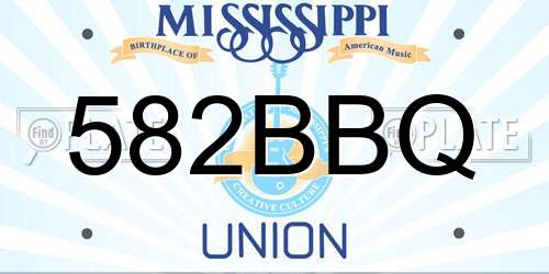 582BBQ Mississippi License Plate