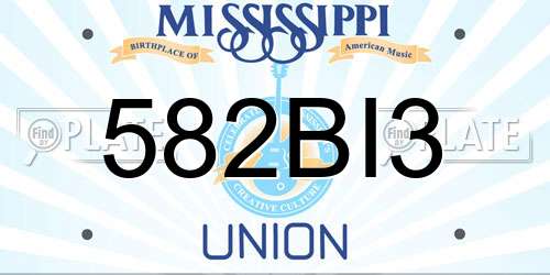 582BI3 Mississippi License Plate