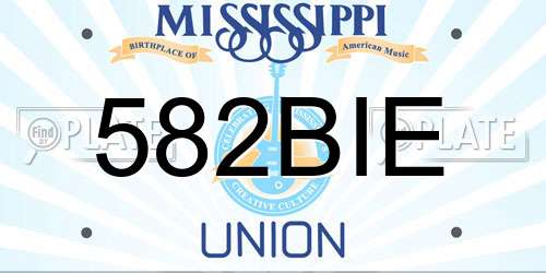 582BIE Mississippi License Plate
