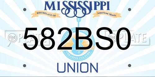582BS0 Mississippi License Plate