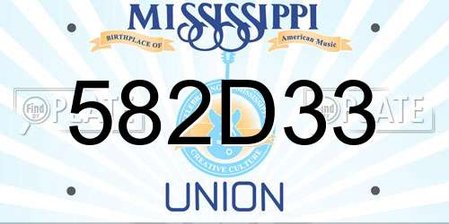 582D33 Mississippi License Plate