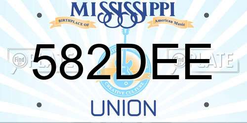582DEE Mississippi License Plate