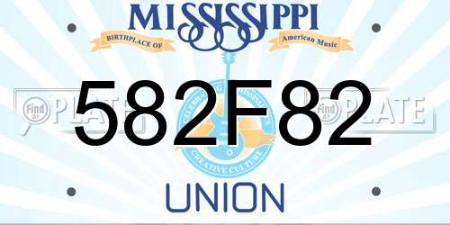 582F82 Mississippi License Plate
