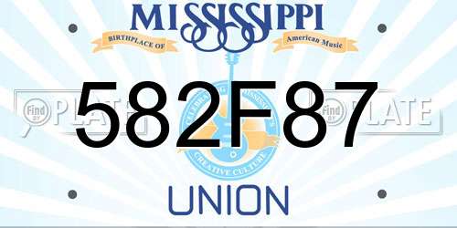 582F87 Mississippi License Plate