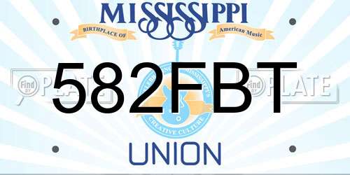 582FBT Mississippi License Plate