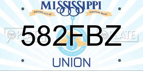 582FBZ Mississippi License Plate