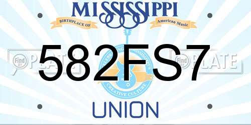 582FS7 Mississippi License Plate
