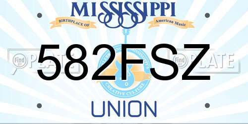582FSZ Mississippi License Plate
