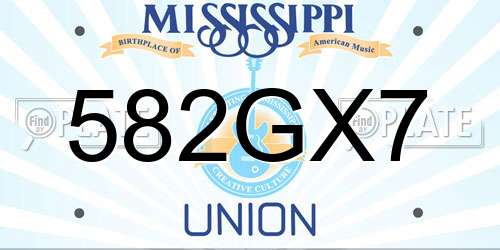 582GX7 Mississippi License Plate