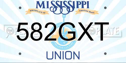 582GXT Mississippi License Plate